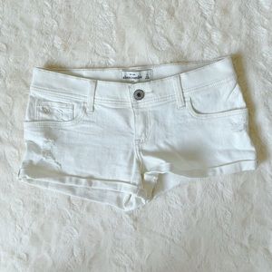 Abercrombie White Denim cuffed shorts